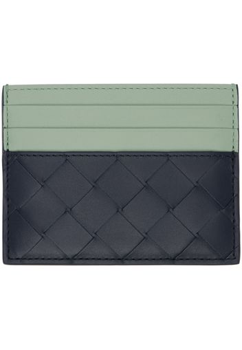 Bottega Veneta Black & Green Intrecciato Credit Card Holder