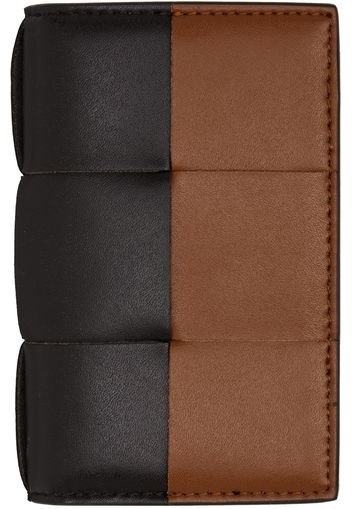 Bottega Veneta Brown & Tan Cassette Flap Card Case Wallet