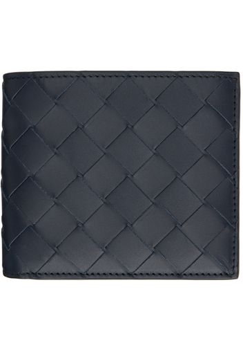 Bottega Veneta Navy Intrecciato Bi-Fold Wallet