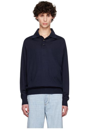 Bottega Veneta Navy Inverted Seam Polo