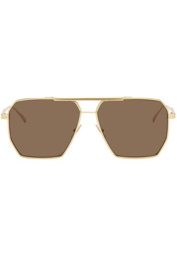 Bottega Veneta Gold Classic Aviator Sunglasses