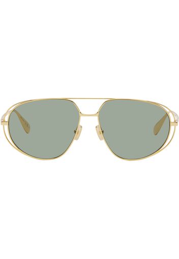 Bottega Veneta Gold Classic Aviator Sunglasses