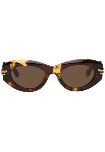 Bottega Veneta Tortoiseshell Mitre Oval Sunglasses