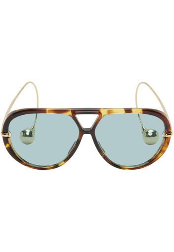 Bottega Veneta Brown Drop Aviator Sunglasses