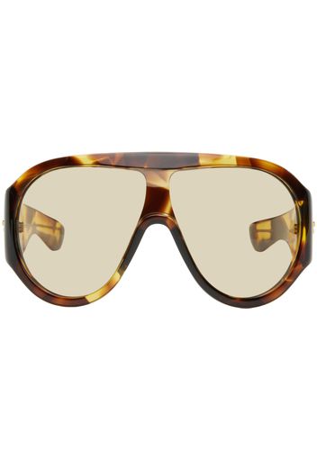 Bottega Veneta Brown & Black Scudo Shield Sunglasses