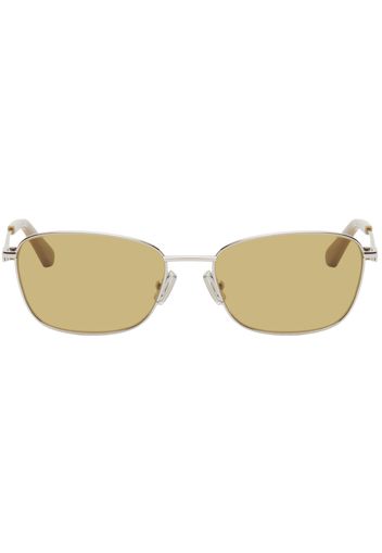 Bottega Veneta Silver Split Rectangular Sunglasses