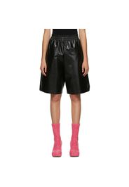 Bottega Veneta Black Leather Shiny Shorts