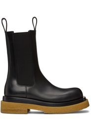 Bottega Veneta Black & Tan Crepe Sole Medium Lug Chelsea Boots