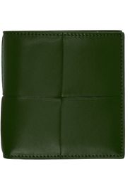 Bottega Veneta Green Leather Bifold Wallet