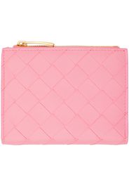 Bottega Veneta Pink Small Intrecciato Bi-Fold Zip Wallet