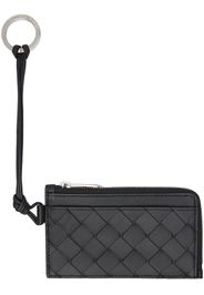 Bottega Veneta Black Intrecciato L-Zippered Card Holder