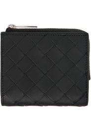 Bottega Veneta Navy Intrecciato Bi-Fold Zip Wallet