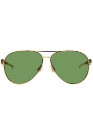 Bottega Veneta Gold & Green Sardine Aviator Sunglasses