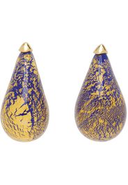 Bottega Veneta Navy & Gold Drop Glass Earrings