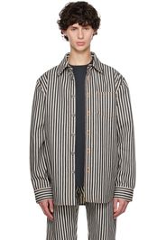 Bottega Veneta Navy & Off-White Striped Shirt