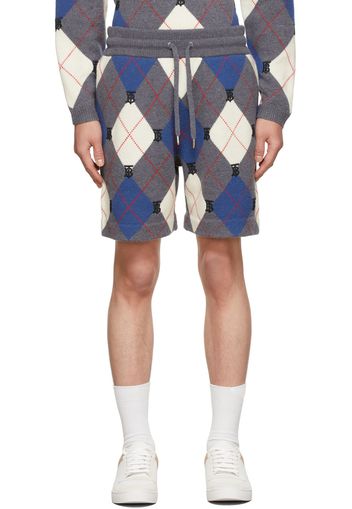 Burberry Grey Monogram Argyle Shorts