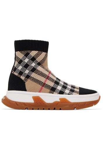 Burberry Kids Black & Beige Union Sock Sneakers