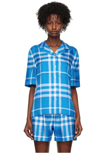 Burberry Blue Exaggerated Check Shirt