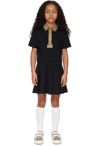 Burberry Kids Black Vintage Check Trim Dress