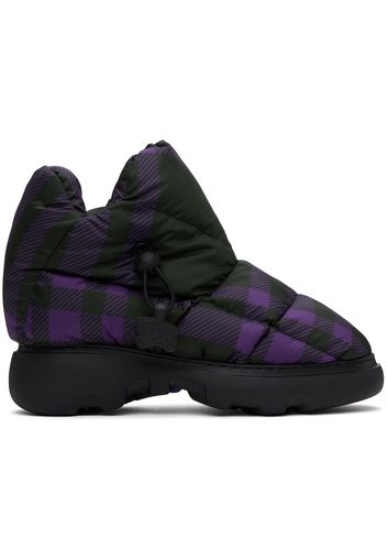 Burberry Black & Purple Check Pillow Boots