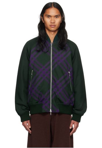 Burberry Green Check Reversible Bomber Jacket