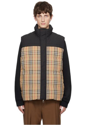 Burberry Beige & Black Check Reversible Down Vest