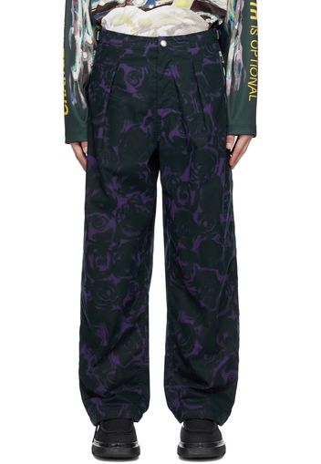 Burberry Purple & Green Rose Print Trousers