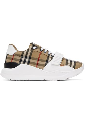 Burberry Beige & White Check Sneakers