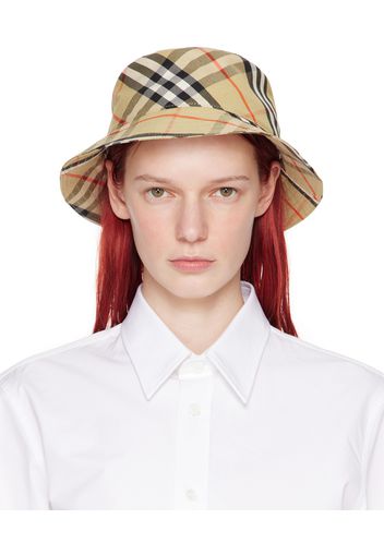 Burberry Beige Check Cotton Blend Beach Hat