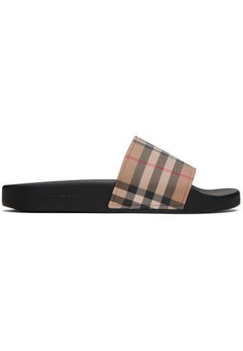 Burberry Beige & Black Check Slides