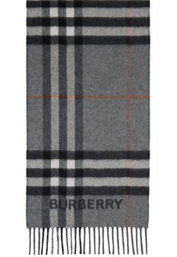 Burberry Gray Contrast Check Scarf