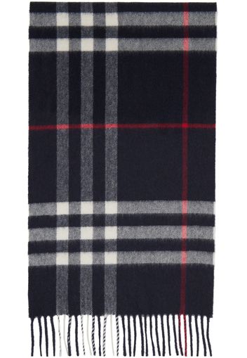 Burberry Navy Check Cashmere Scarf