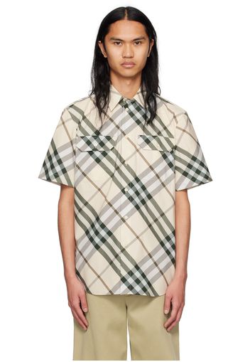 Burberry Beige & Green Check Shirt