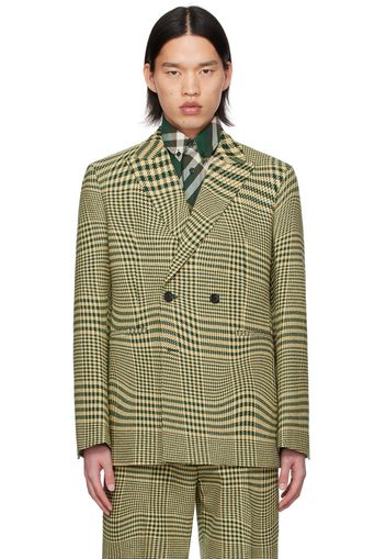 Burberry Green & Beige Double-Breasted Blazer