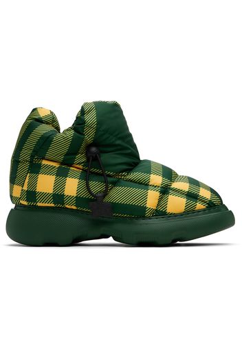 Burberry Green & Yellow Check Pillow Boots