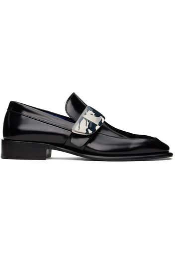 Burberry Black Leather Shield Loafers