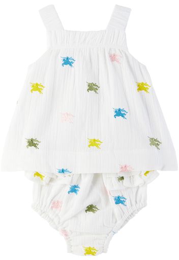 Burberry Baby White EKD Dress & Bloomers Set