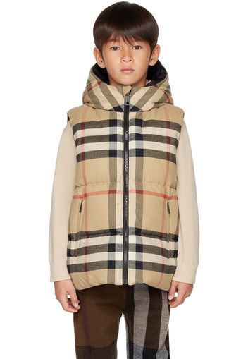 Burberry Kids Beige Check Reversible Down Vest