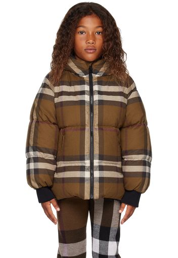 Burberry Kids Brown Check Reversible Down Jacket