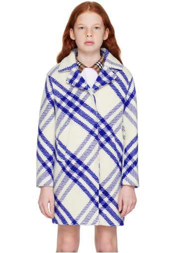 Burberry Kids White & Blue Check Coat