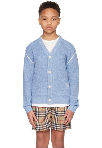 Burberry Kids Blue Embroidered Cardigan