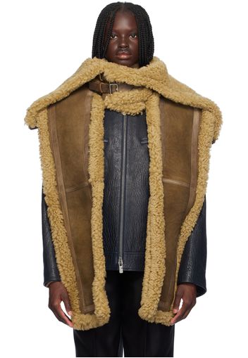 Burberry Brown Hooded Shearling Scarf