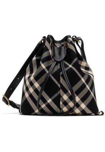 Burberry Black & Off-White Mini Check Bucket Bag