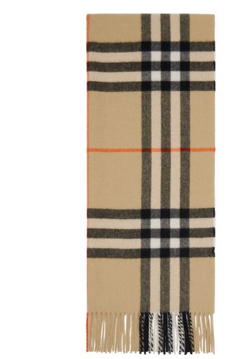 Burberry Beige Wide Check Cashmere Scarf