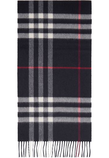 Burberry Navy Check Cashmere Scarf