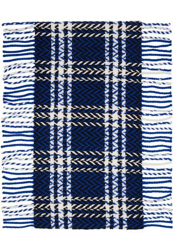 Burberry Blue & Black Check Wool Scarf