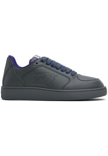 Burberry Gray & Blue Leather Stock Sneakers