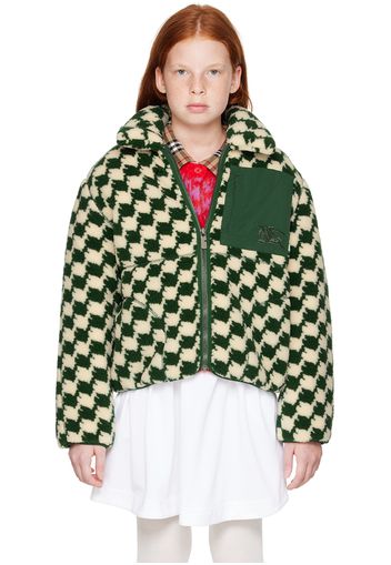 Burberry Kids Green & Off-White Duckstooth Jacket