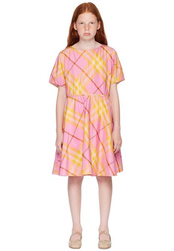 Burberry Kids Pink & Yellow Check Dress