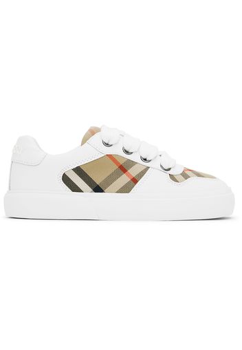 Burberry Kids White & Beige Check Sneakers